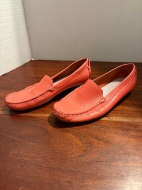 Pink Driving  Loafers 7.5 B  Genuine Pebbled Leather Talbots Preppy Moccasins